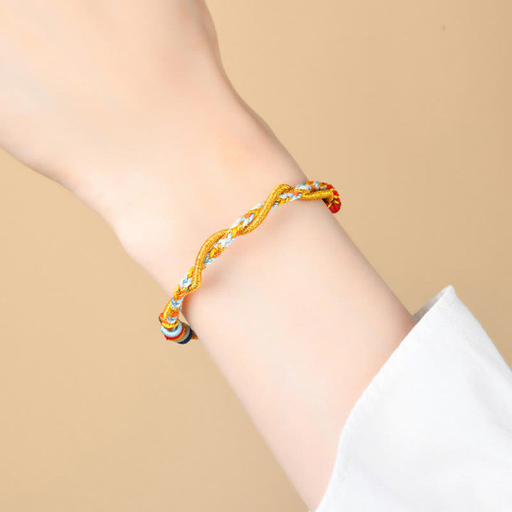 Pulsera de la suerte del año de la serpiente con serpiente y dragón de hilo colorido de Buddha Stones