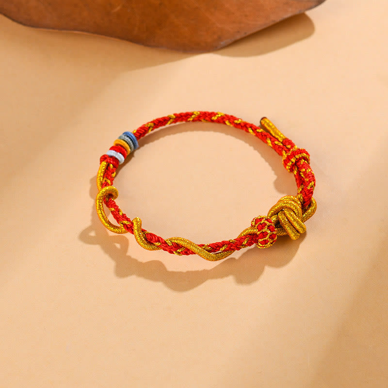 Pulsera de la suerte del año de la serpiente con serpiente y dragón de hilo colorido de Buddha Stones
