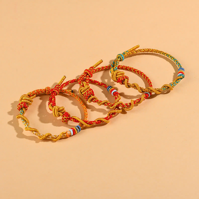 Pulsera de la suerte del año de la serpiente con serpiente y dragón de hilo colorido de Buddha Stones