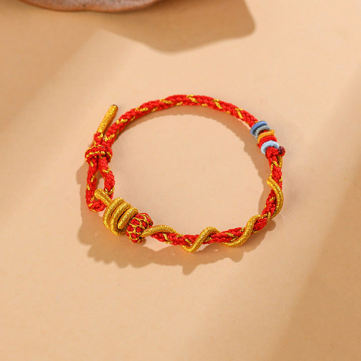Pulsera de la suerte del año de la serpiente con serpiente y dragón de hilo colorido de Buddha Stones