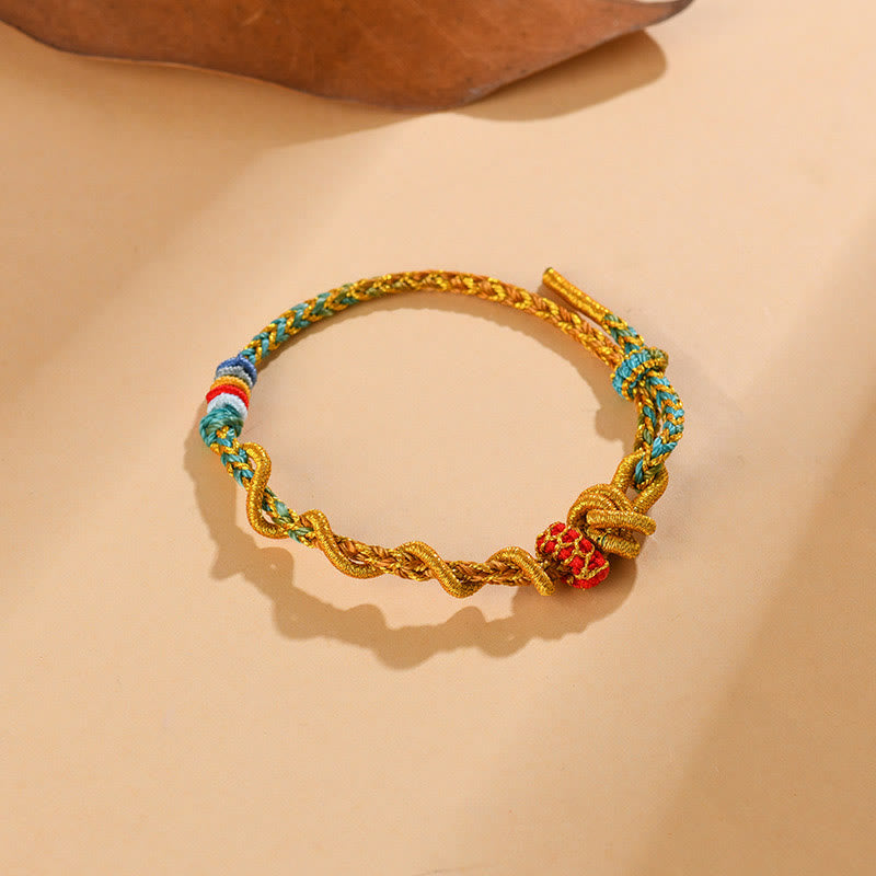 Pulsera de la suerte del año de la serpiente con serpiente y dragón de hilo colorido de Buddha Stones