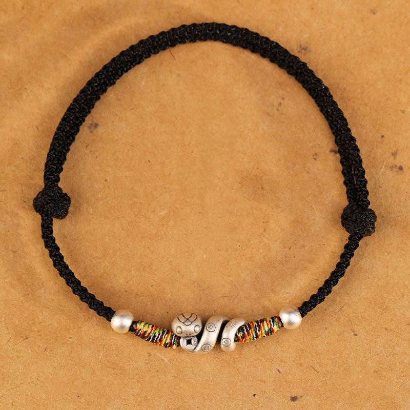 Tobillera con hilo rojo y Buddha Stones en plata de ley 999 con el año de la serpiente - image 14