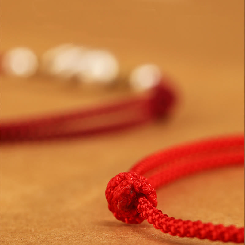 Tobillera con hilo rojo y Buddha Stones en plata de ley 999 con el año de la serpiente - image 7