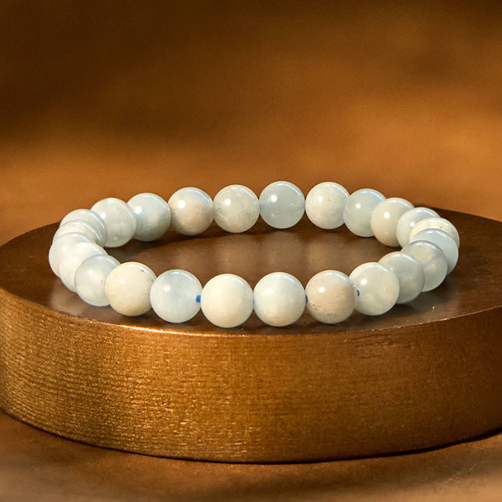 Pulsera de cuentas curativas de aguamarina natural con Buddha Stones