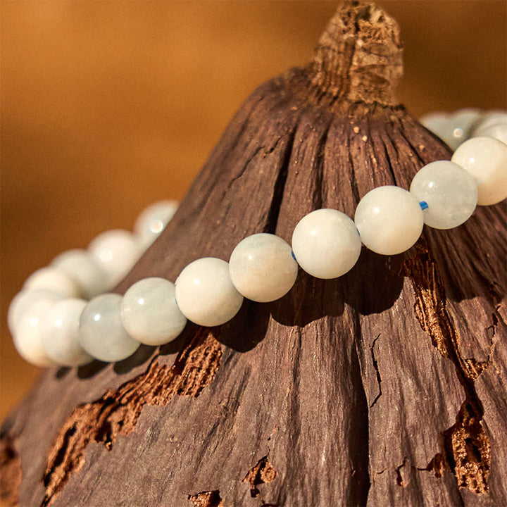 Pulsera de cuentas curativas de aguamarina natural con Buddha Stones
