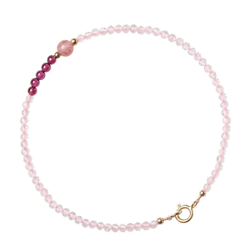 Pulsera de energía curativa con cuentas ultrafinas de cuarzo rosa, granate y cuarzo fresa de 2 mm de Buddha Stones
