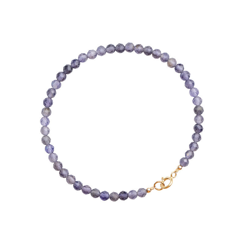 Pulsera de comunicación de cobre bañada en oro de 14 k con cuentas ultrafinas de iolita y amatista de 3 mm y Buddha Stones - image 10
