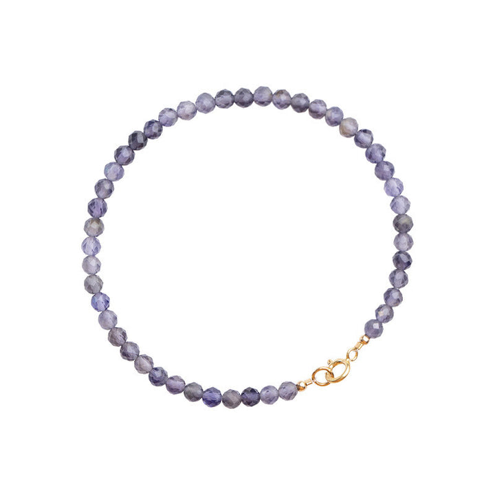 Pulsera de comunicación de cobre bañada en oro de 14 k con cuentas ultrafinas de iolita y amatista de 3 mm y Buddha Stones - image 10