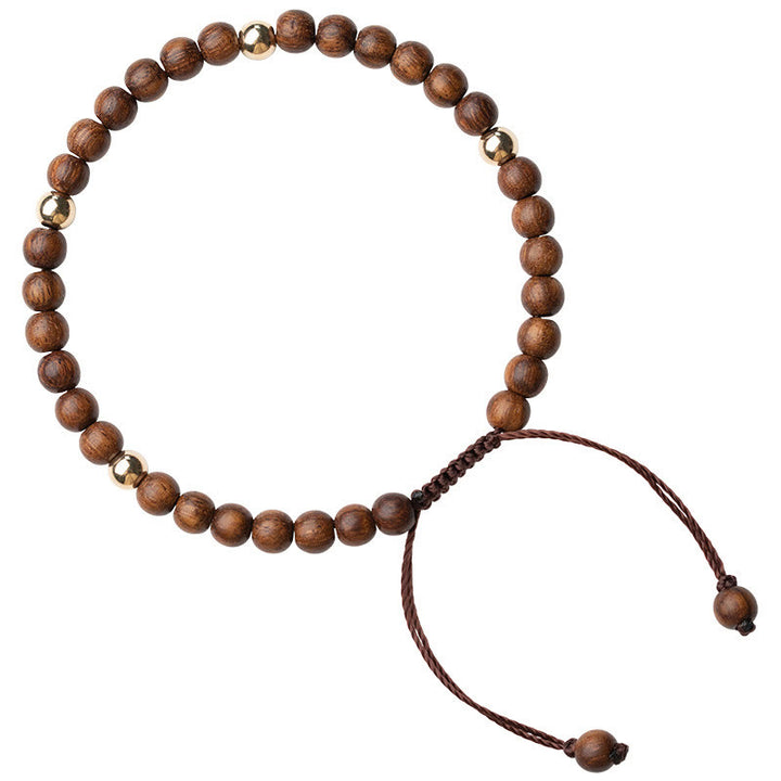 Pulsera protectora con cuentas de cobre bañadas en oro de 14 quilates y sándalo ultrafinas de 4 mm y Buddha Stones