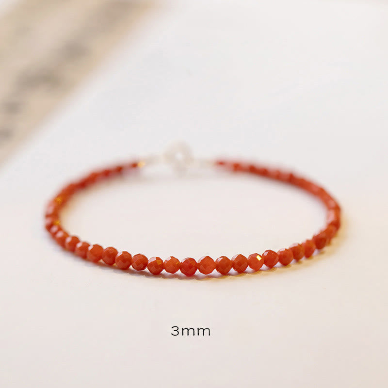 Pulsera de confianza con cuentas ultrafinas de ágata roja, cereza y caqui naturales de Buddha Stones