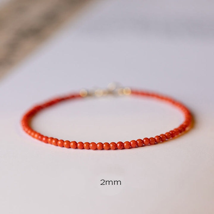 Pulsera de confianza con cuentas ultrafinas de ágata roja, cereza y caqui naturales de Buddha Stones