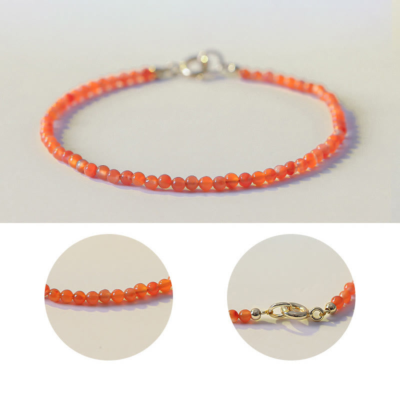 Pulsera de confianza con cuentas ultrafinas de ágata roja, cereza y caqui naturales de Buddha Stones