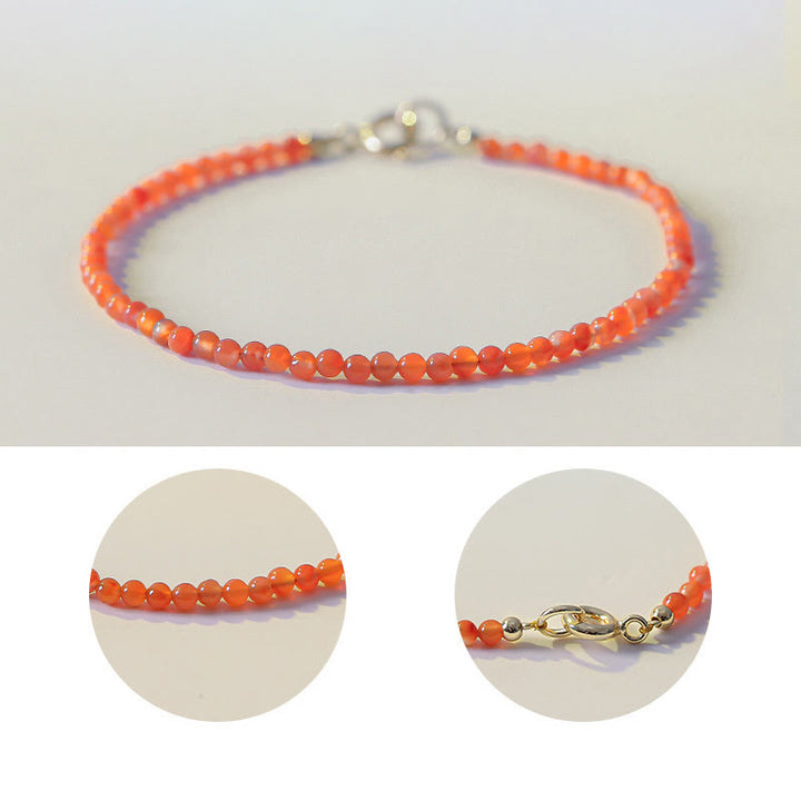 Pulsera de confianza con cuentas ultrafinas de ágata roja, cereza y caqui naturales de Buddha Stones