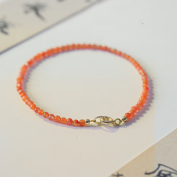 Pulsera de confianza con cuentas ultrafinas de ágata roja, cereza y caqui naturales de Buddha Stones