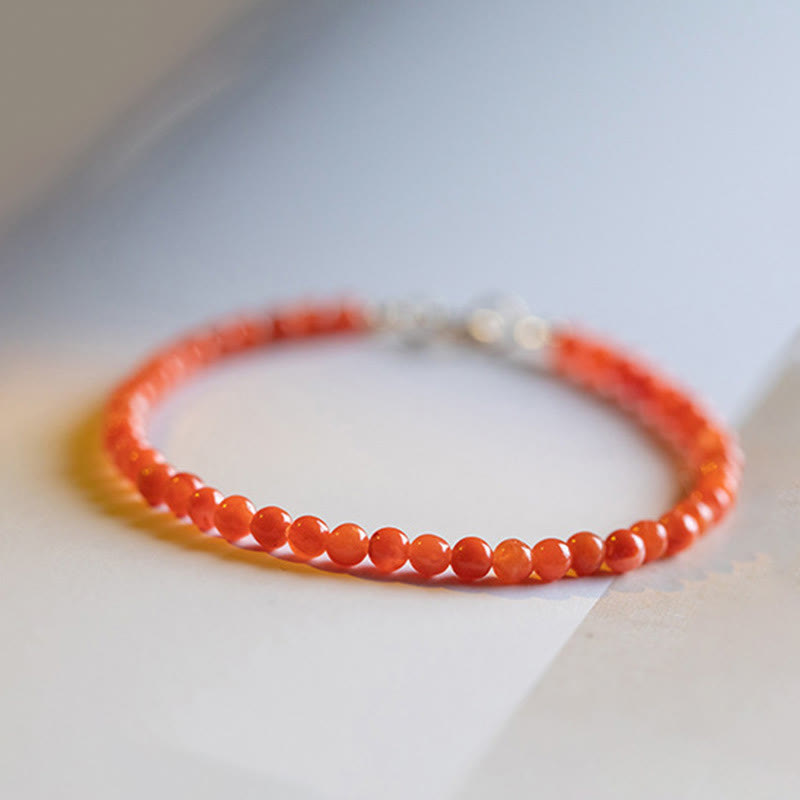Pulsera de confianza con cuentas ultrafinas de ágata roja, cereza y caqui naturales de Buddha Stones