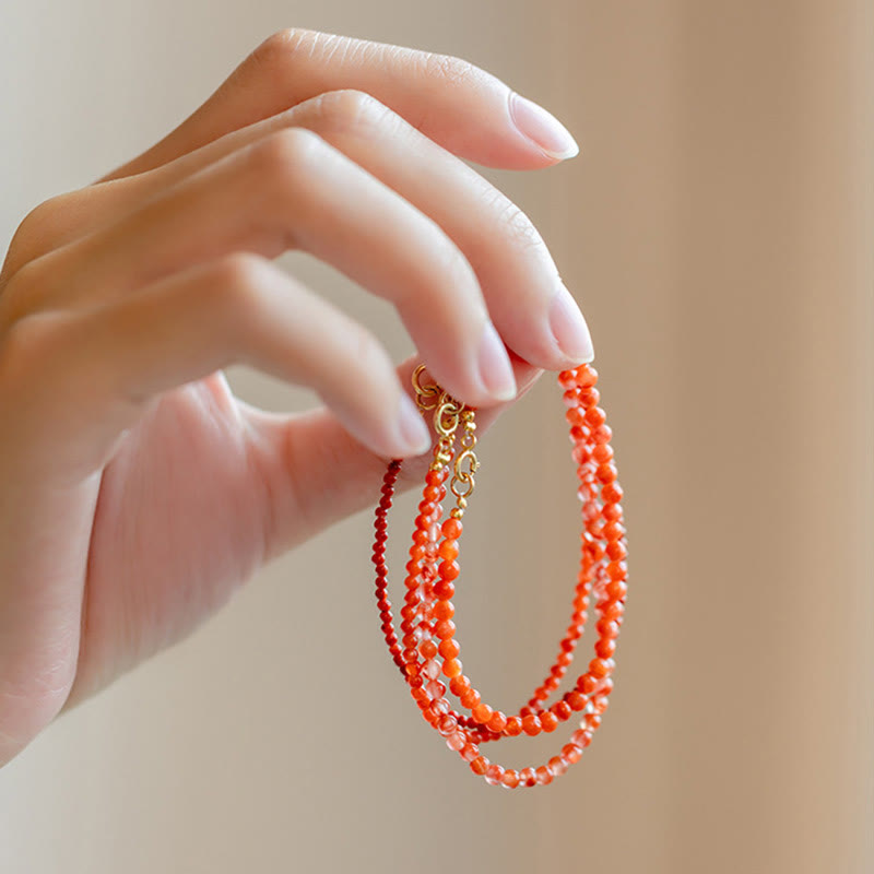 Pulsera de confianza con cuentas ultrafinas de ágata roja, cereza y caqui naturales de Buddha Stones