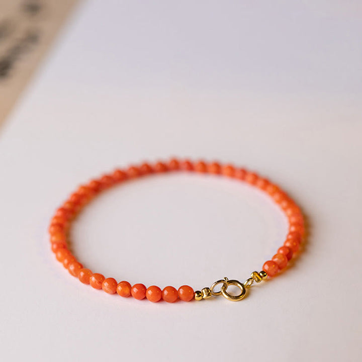 Pulsera de confianza con cuentas ultrafinas de ágata roja, cereza y caqui naturales de Buddha Stones