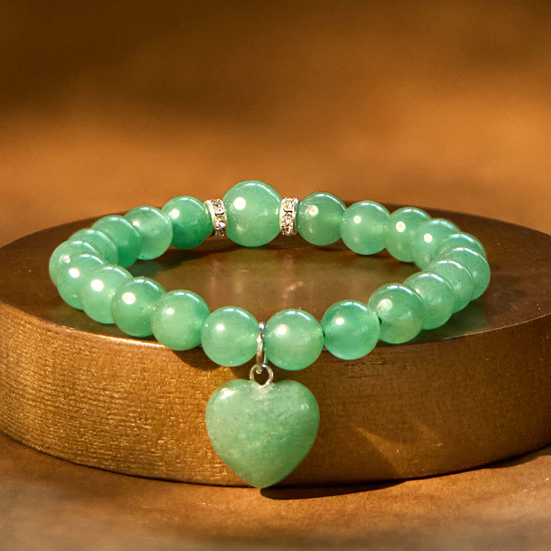 Pulsera de equilibrio con forma de corazón de amor y aventurina verde y varios Buddha Stones