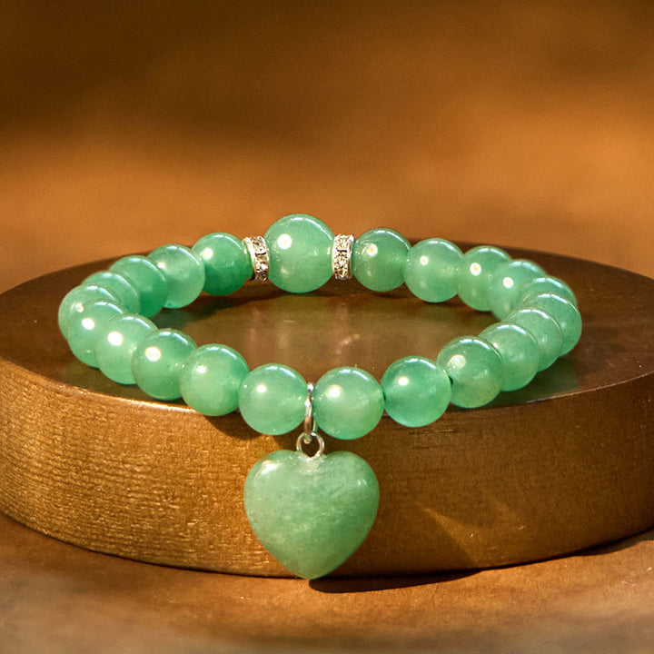 Pulsera de equilibrio con forma de corazón de amor y aventurina verde y varios Buddha Stones