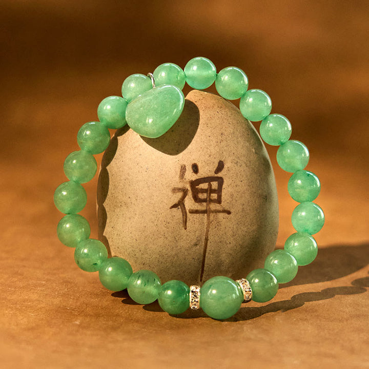 Pulsera de equilibrio con forma de corazón de amor y aventurina verde y varios Buddha Stones