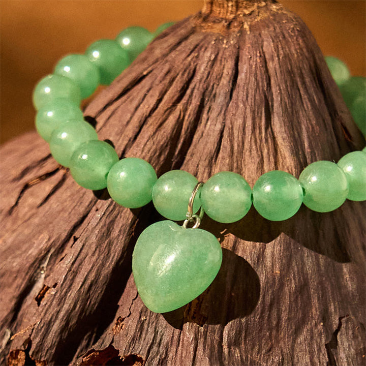 Pulsera de equilibrio con forma de corazón de amor y aventurina verde y varios Buddha Stones