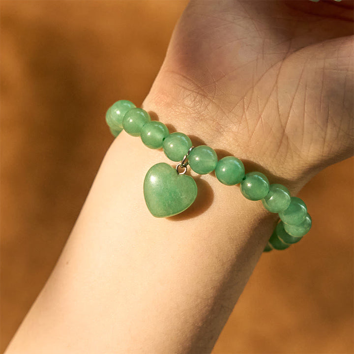 Pulsera de equilibrio con forma de corazón de amor y aventurina verde y varios Buddha Stones