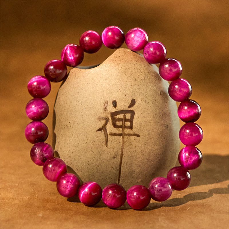 Pulsera de Buddha Stones con ojo de tigre rojo que calma