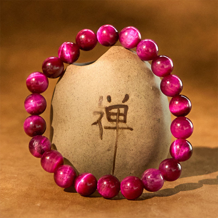 Pulsera de Buddha Stones con ojo de tigre rojo que calma