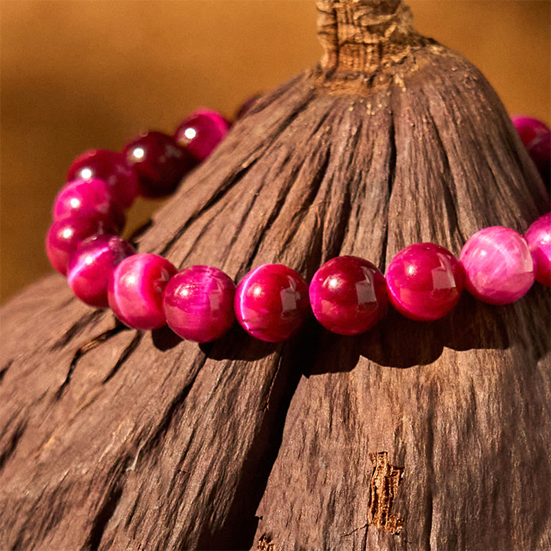 Pulsera de Buddha Stones con ojo de tigre rojo que calma