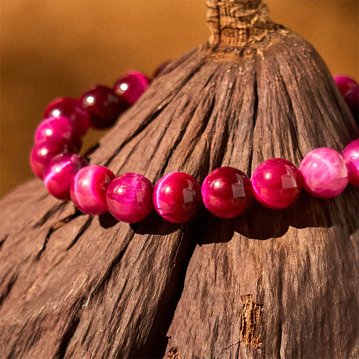 Pulsera de Buddha Stones con ojo de tigre rojo que calma