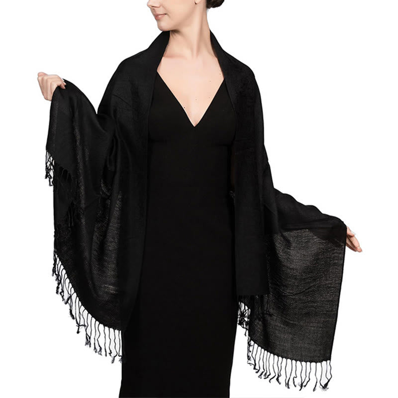 Chal tibetano de jacquard de anacardo con borlas y Buddha Stones , ideal para primavera, otoño e invierno. Bufanda cálida y acogedora. - Negro 180*70cm - image 17