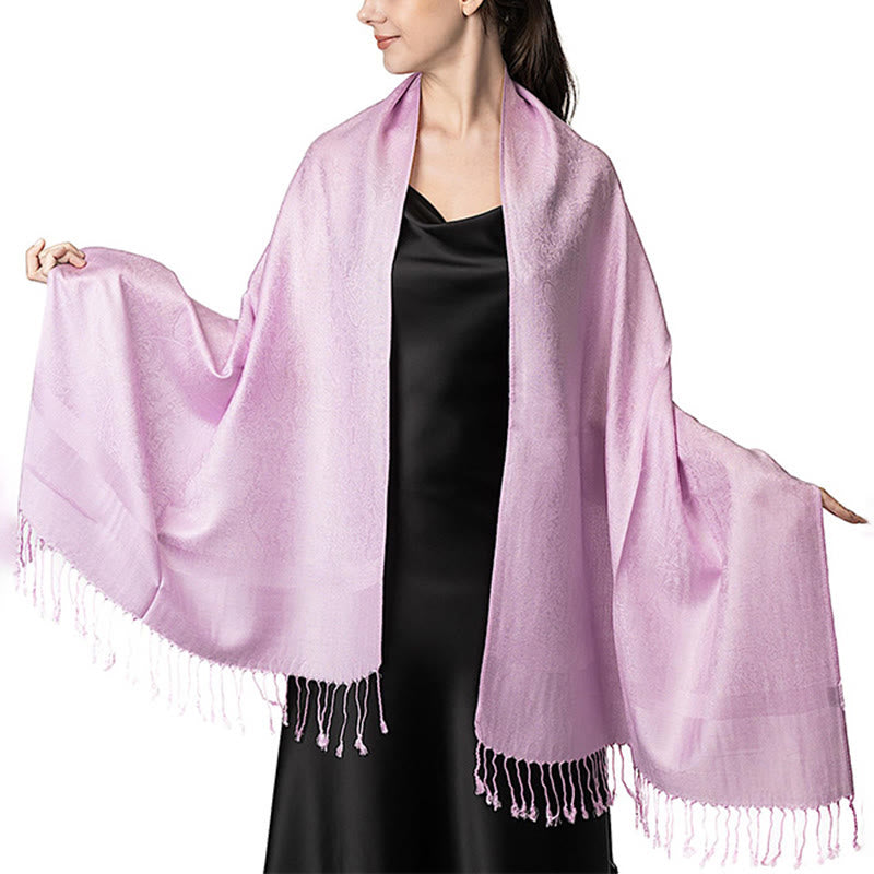 Chal tibetano de jacquard de anacardo con borlas y Buddha Stones , ideal para primavera, otoño e invierno. Bufanda cálida y acogedora. - Rosa 180*70cm - image 20