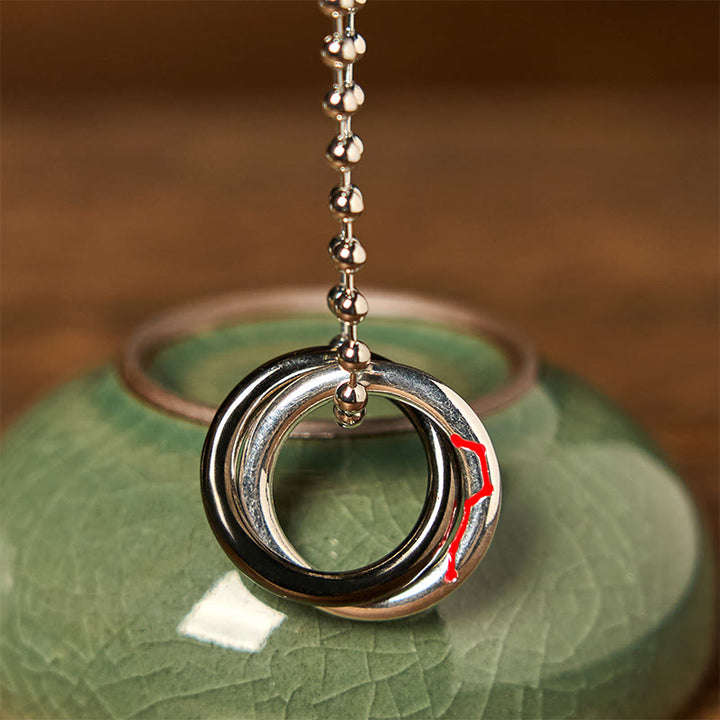 Collar con colgante de la suerte de la Osa Mayor con aro Qiankun de cobre y Buddha Stones