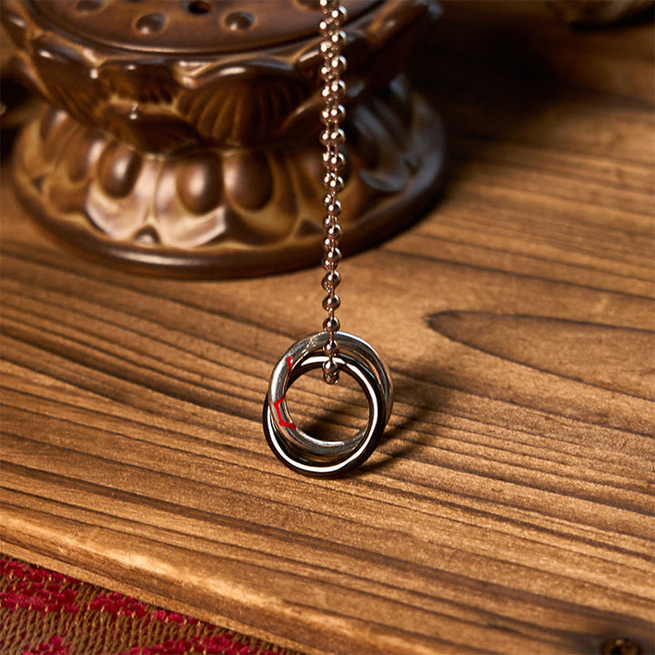 Collar con colgante de la suerte de la Osa Mayor con aro Qiankun de cobre y Buddha Stones