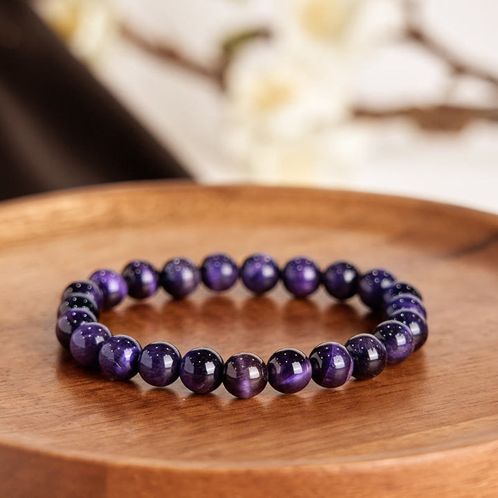 Pulsera creativa con ojo de tigre morado y Buddha Stones - image 1