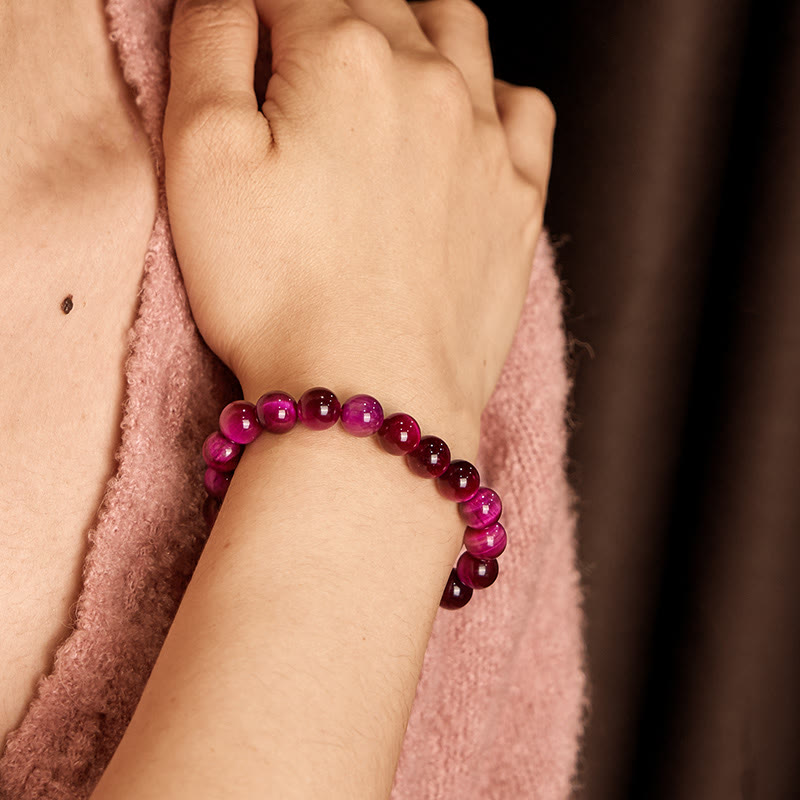 Pulsera de Buddha Stones con ojo de tigre rojo que calma