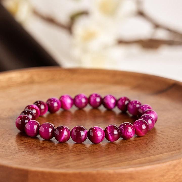 Pulsera de Buddha Stones con ojo de tigre rojo que calma