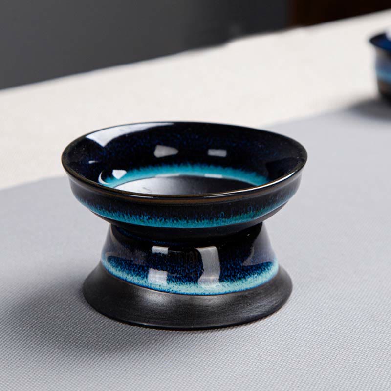 Juego de caja con bolsa de regalo portátil, tetera de cerámica de té Gongfu chino, Color degradado en azul, Buddha Stones