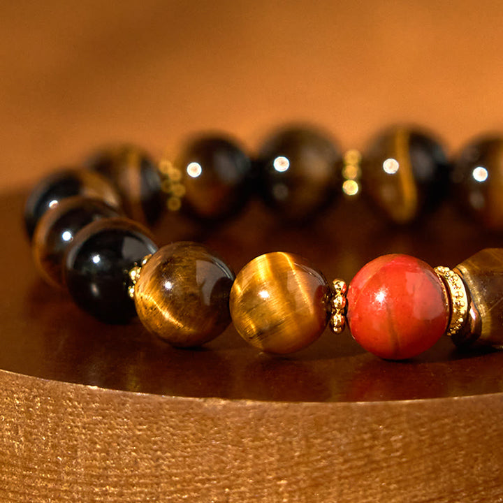 Pulsera de coraje con ojo de tigre y Buddha Stones