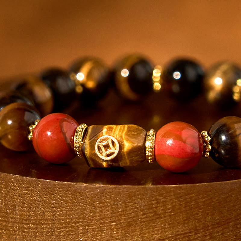 Pulsera de coraje con ojo de tigre y Buddha Stones