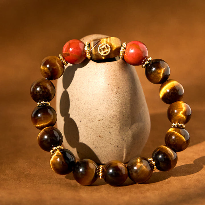 Pulsera de coraje con ojo de tigre y Buddha Stones