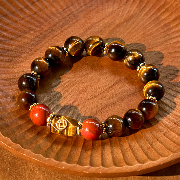 Pulsera de coraje con ojo de tigre y Buddha Stones