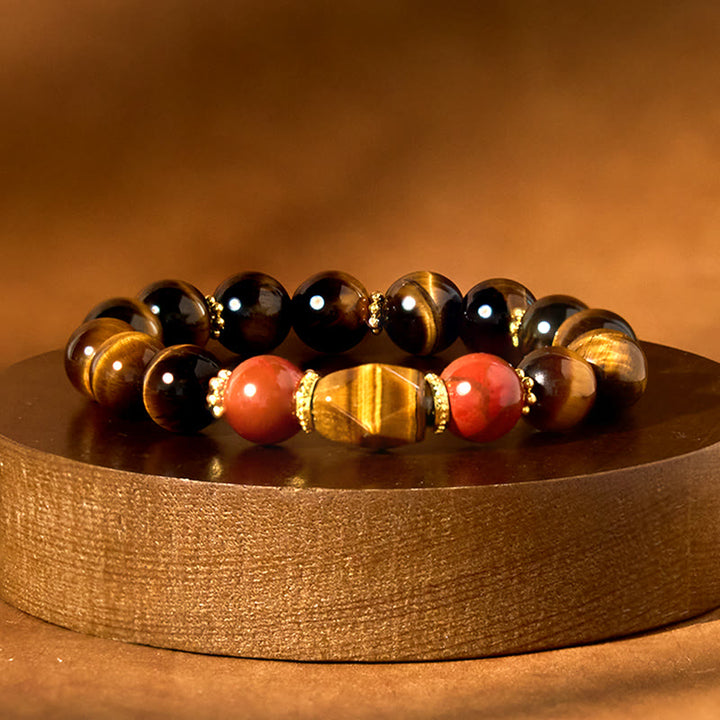 Pulsera de coraje con ojo de tigre y Buddha Stones