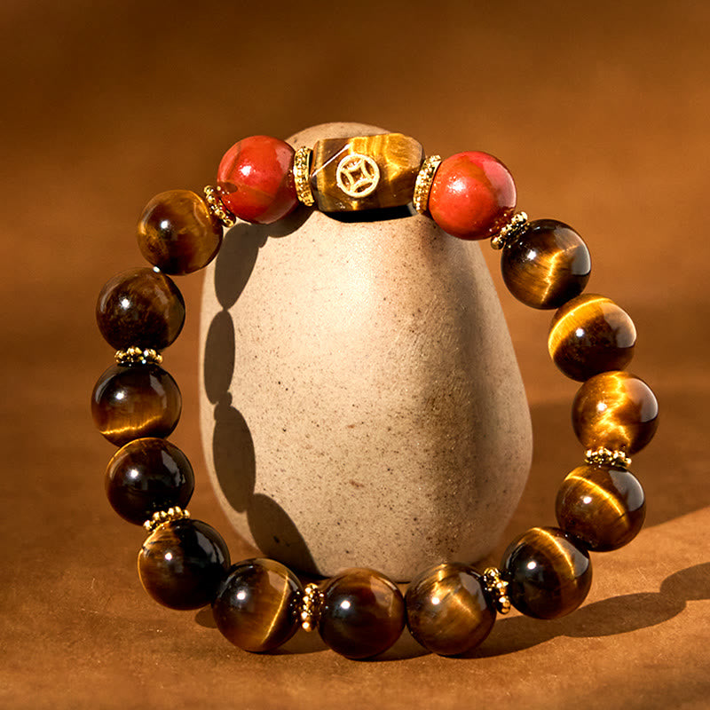 Pulsera de coraje con ojo de tigre y Buddha Stones
