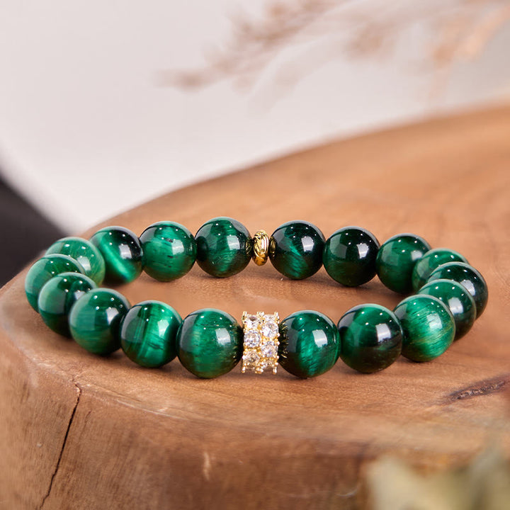 Pulsera positiva con ojo de tigre verde y Buddha Stones