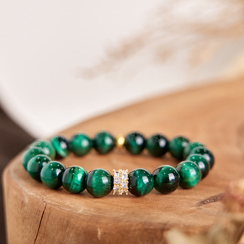 Pulsera positiva con ojo de tigre verde y Buddha Stones