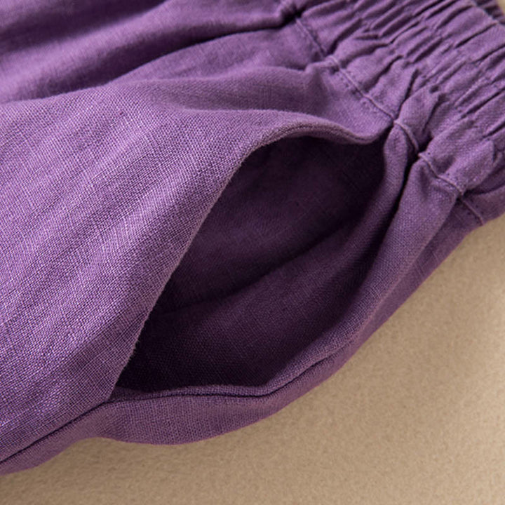 Pantalones anchos de mujer con bolsillos, de color liso y estampado de Buddha Stones. - image 11