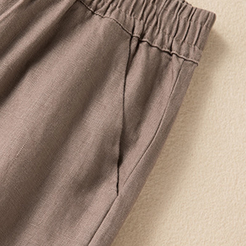 Pantalones anchos de mujer con bolsillos, de color liso y estampado de Buddha Stones. - image 17