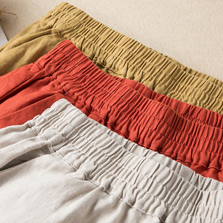 Pantalones anchos de mujer con bolsillos, de color liso y estampado de Buddha Stones. - image 33
