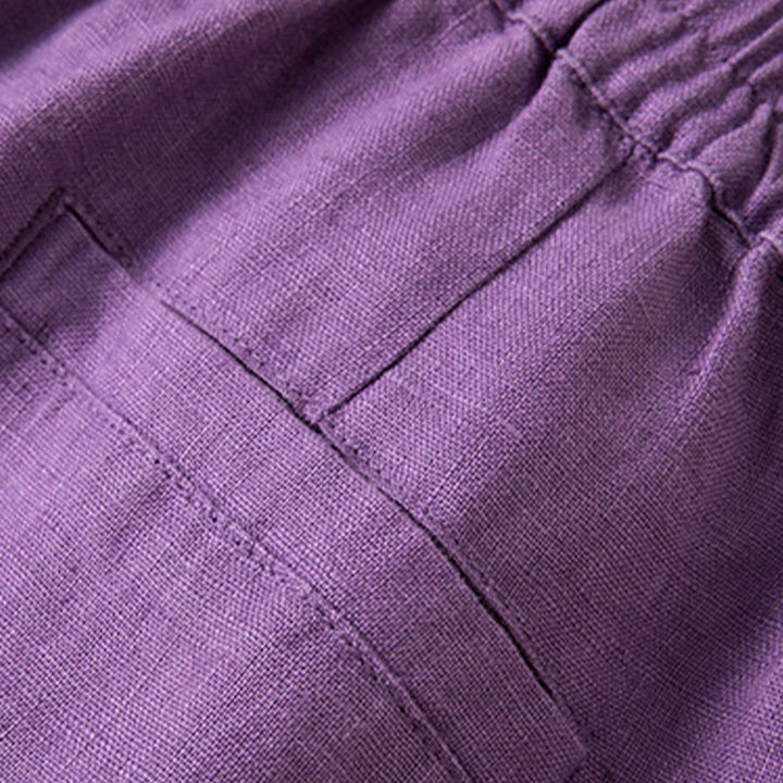 Pantalones anchos de mujer con bolsillos, de color liso y estampado de Buddha Stones. - image 10
